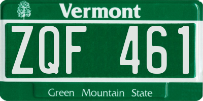 VT license plate ZQF461