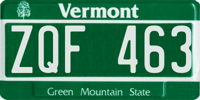 VT license plate ZQF463