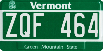 VT license plate ZQF464