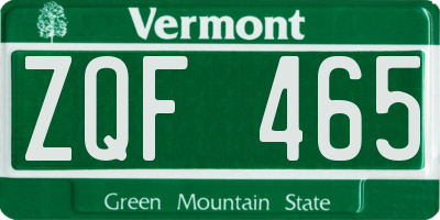 VT license plate ZQF465