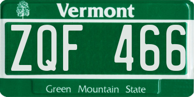 VT license plate ZQF466