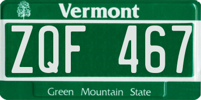 VT license plate ZQF467