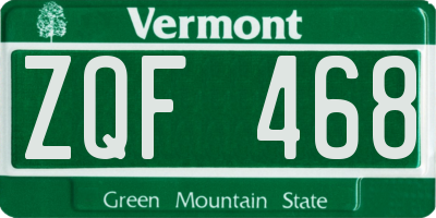 VT license plate ZQF468
