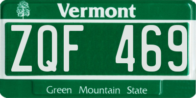 VT license plate ZQF469
