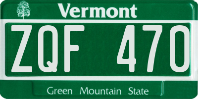 VT license plate ZQF470