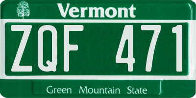 VT license plate ZQF471