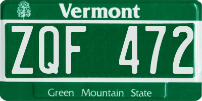 VT license plate ZQF472
