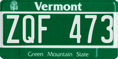 VT license plate ZQF473