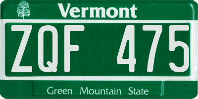 VT license plate ZQF475