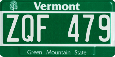 VT license plate ZQF479