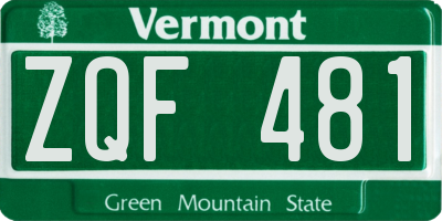 VT license plate ZQF481
