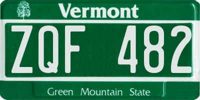 VT license plate ZQF482