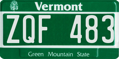 VT license plate ZQF483