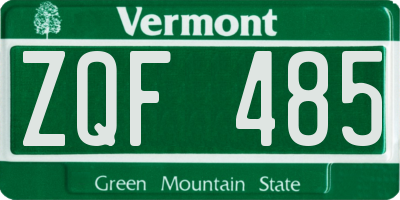 VT license plate ZQF485