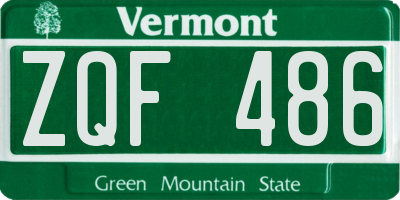 VT license plate ZQF486