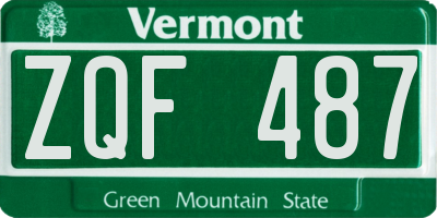 VT license plate ZQF487