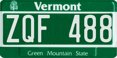 VT license plate ZQF488
