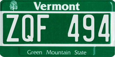 VT license plate ZQF494
