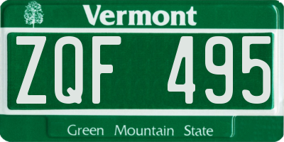 VT license plate ZQF495