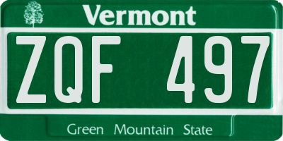 VT license plate ZQF497