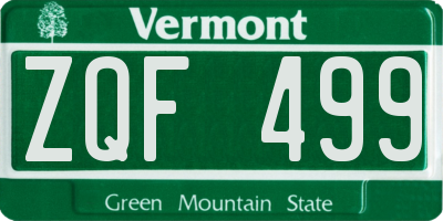 VT license plate ZQF499