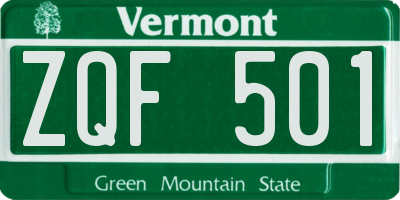 VT license plate ZQF501