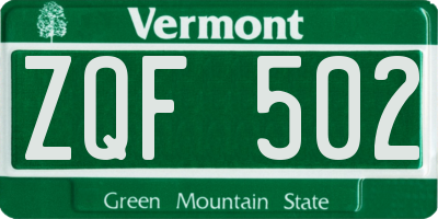 VT license plate ZQF502
