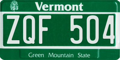 VT license plate ZQF504
