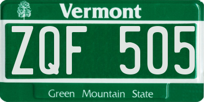 VT license plate ZQF505