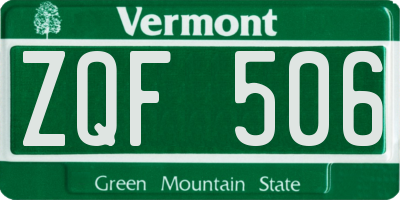 VT license plate ZQF506