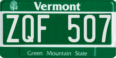 VT license plate ZQF507