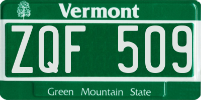 VT license plate ZQF509