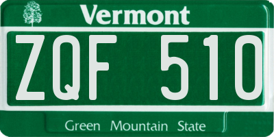 VT license plate ZQF510