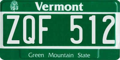 VT license plate ZQF512