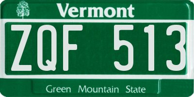 VT license plate ZQF513
