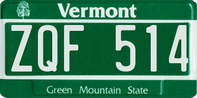 VT license plate ZQF514