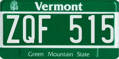 VT license plate ZQF515