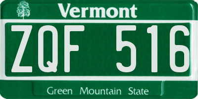 VT license plate ZQF516