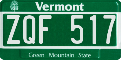 VT license plate ZQF517