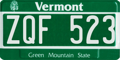 VT license plate ZQF523