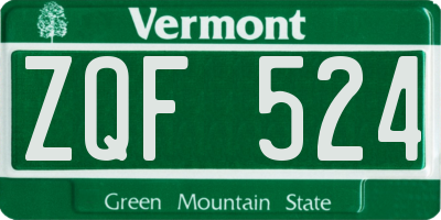 VT license plate ZQF524