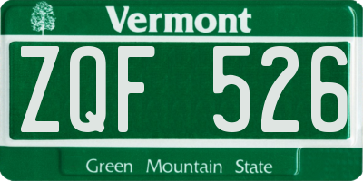 VT license plate ZQF526