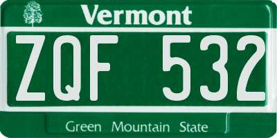 VT license plate ZQF532