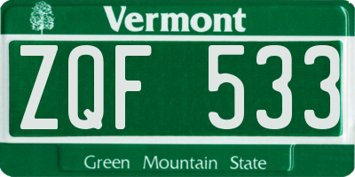 VT license plate ZQF533