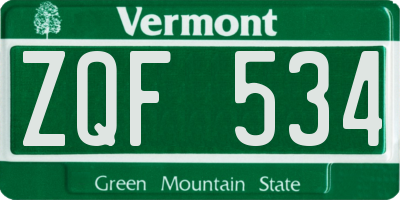 VT license plate ZQF534