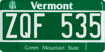 VT license plate ZQF535