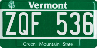 VT license plate ZQF536