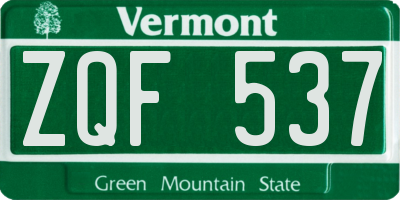 VT license plate ZQF537