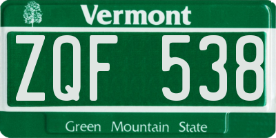VT license plate ZQF538