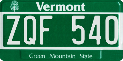 VT license plate ZQF540